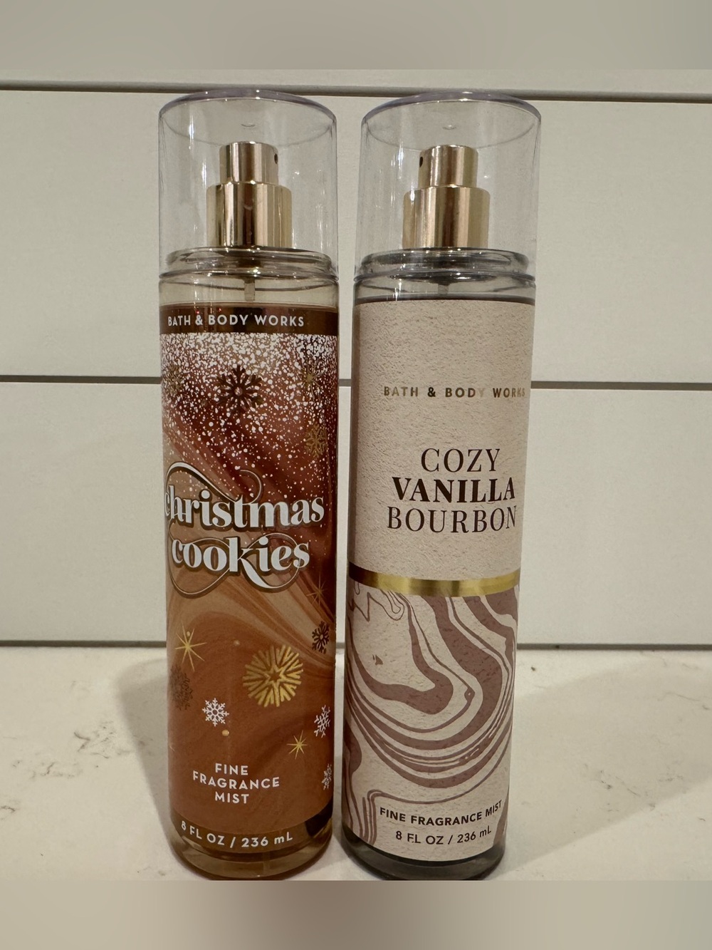Bath & Body Works Cozy Vanilla Bourbon, Christmas Cookies Fine Fragrance Mist